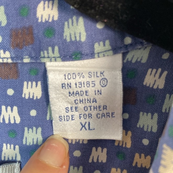 Vintage 100% Silk Burma Bibas button down short sleeve shirt - Picture 5 of 8